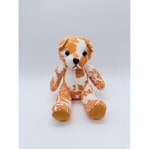 The Wow! Company Orange White Floral Hawaiian Print Teddy Bear Plush Stuffed Toy